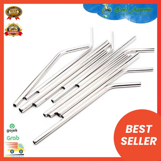 Jual Sedotan Stainles Straw Sedotan Besi Stainless Anti Karat Silver