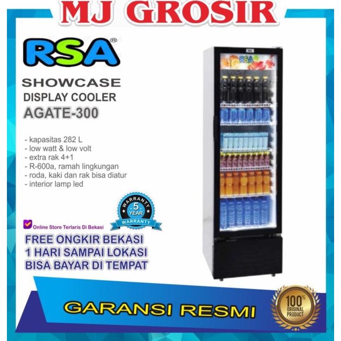 Jual SHOWCASE RSA AGATE 300 5 RAK DISPLAY COOLER KULKAS BY GEA LOW WATT