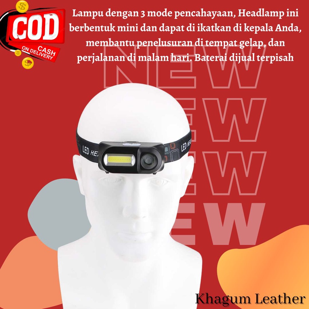 Jual Headlamp Flashlight Headlight LED 3 Modes COB Kepala Gunung