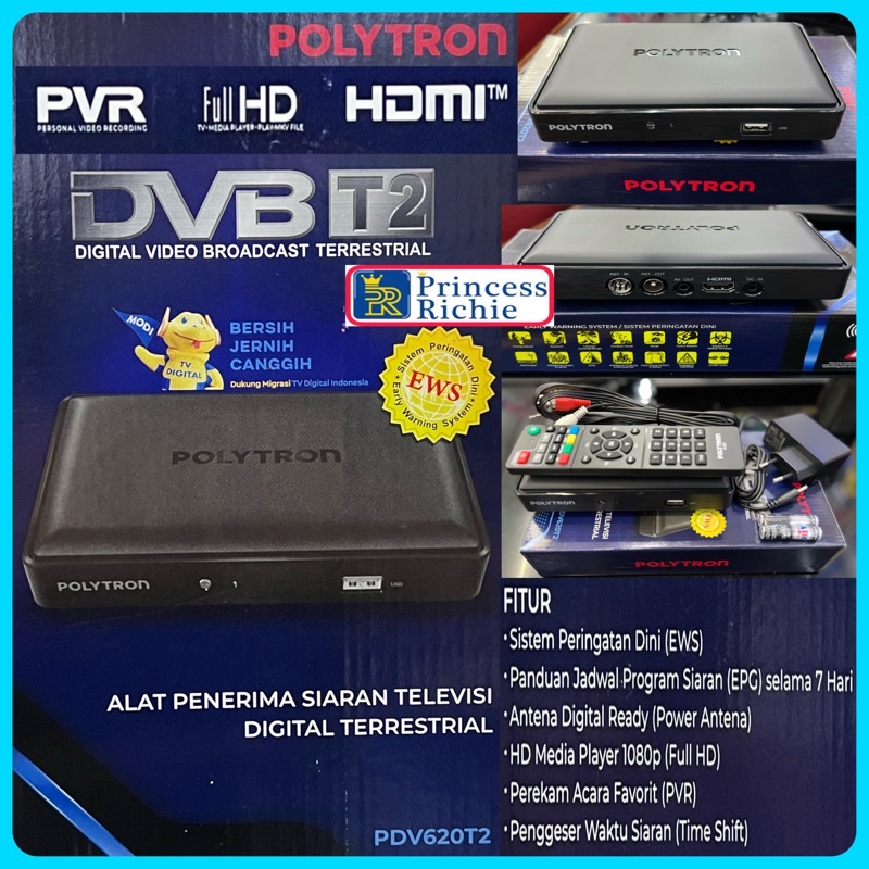 Jual POLYTRON Set Top Box PDV 620 T2 DVB T2 TV Receiver STB Siaran