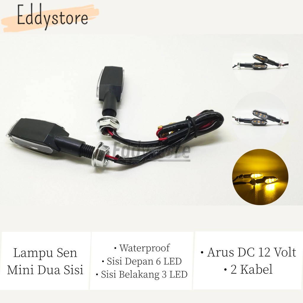 Jual Eddystore Lampu Sein Motor Mini LED 2 Sisi Sen Motor Universal