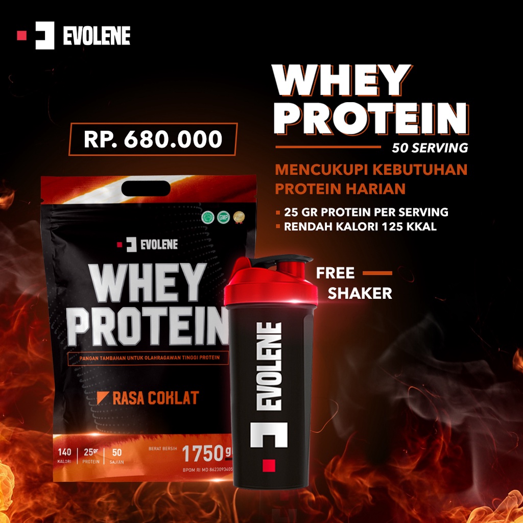 Jual EVOWHEY Evolene Whey Protein 50 SACHET FREE SHAKER Suplemen