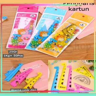 Jual Penggaris Plastik Set Model Bentuk Hewan Jerapah Kartun Lucu