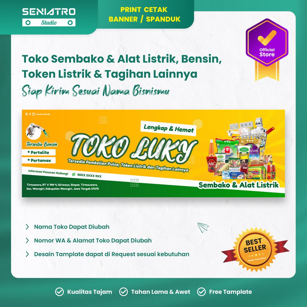 Jual Cetak Desain Spanduk Banner TOKO SEMBAKO LISTRIK LENGKAP