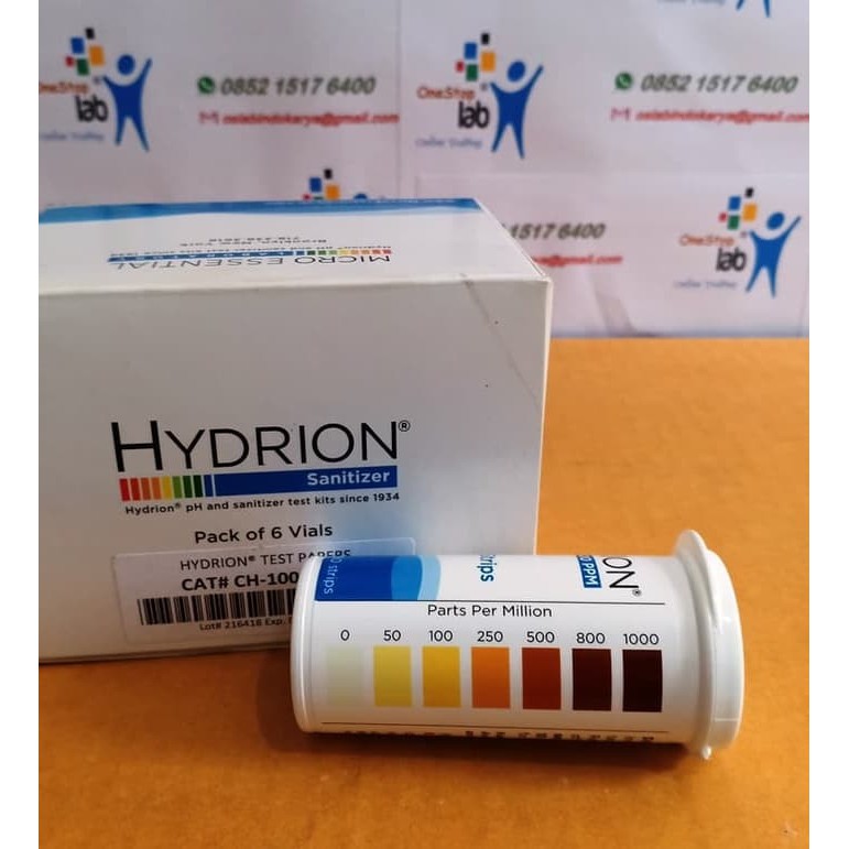 Jual HYDRION CH1000 Chlorine Test Strip 0 1000 Ppm 100 Strips CH 1000