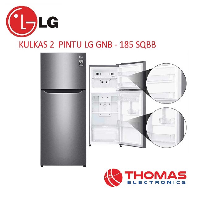 Jual KULKAS 2 PINTU LG GNB 185 SQBB Smart Inverter Compressor GARANSI