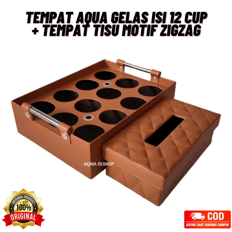 Jual Keranjang Air Mineral Isi 12 Cup Tempat Tisu Motif Jahit ZIgzag