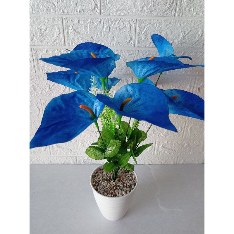 Jual Rangkaian Bunga Aron Panda Calla Lily Anthurium Kuntum Pot