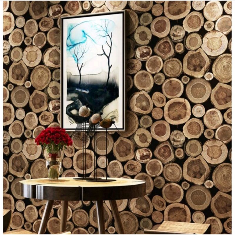 Jual Wallpaper Sticker Dinding Motif Potongan Batang Pohon Super