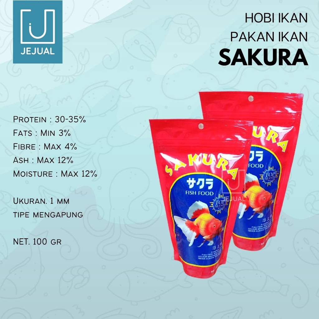 Jual SAKURA 100gr Floating Pelet Pakan Ikan Hias Koki Koi Mas Guppy 100