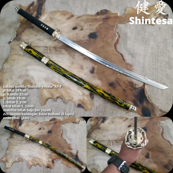 Jual Katana Samurai Jepang Asli Baja Per Tajam Shin Gunto Thunder Resin