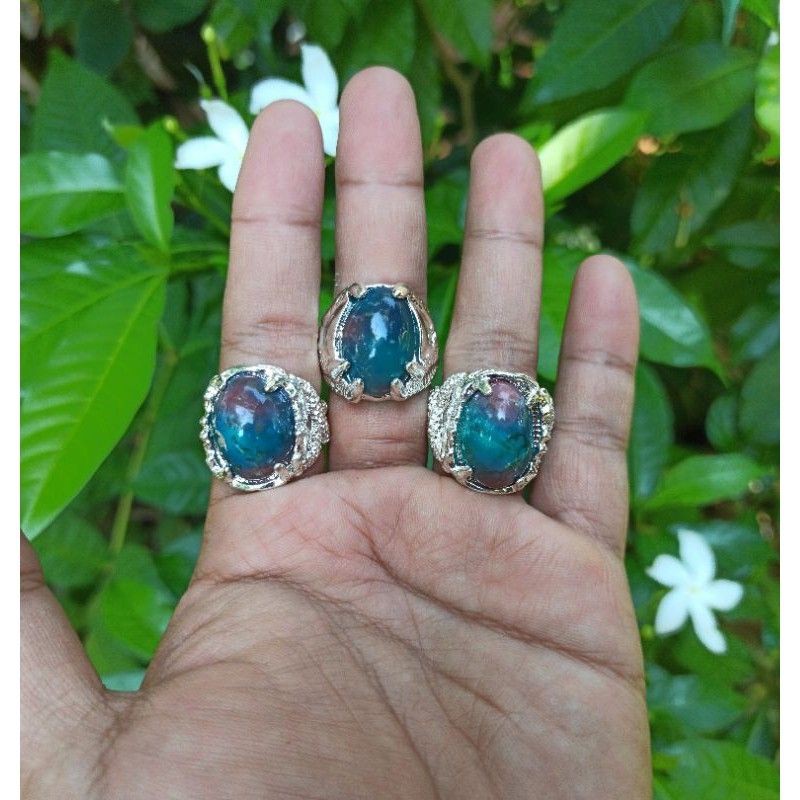 Jual Cincin Batu Akik Panca Warna Rubah Biru N Shopee Indonesia