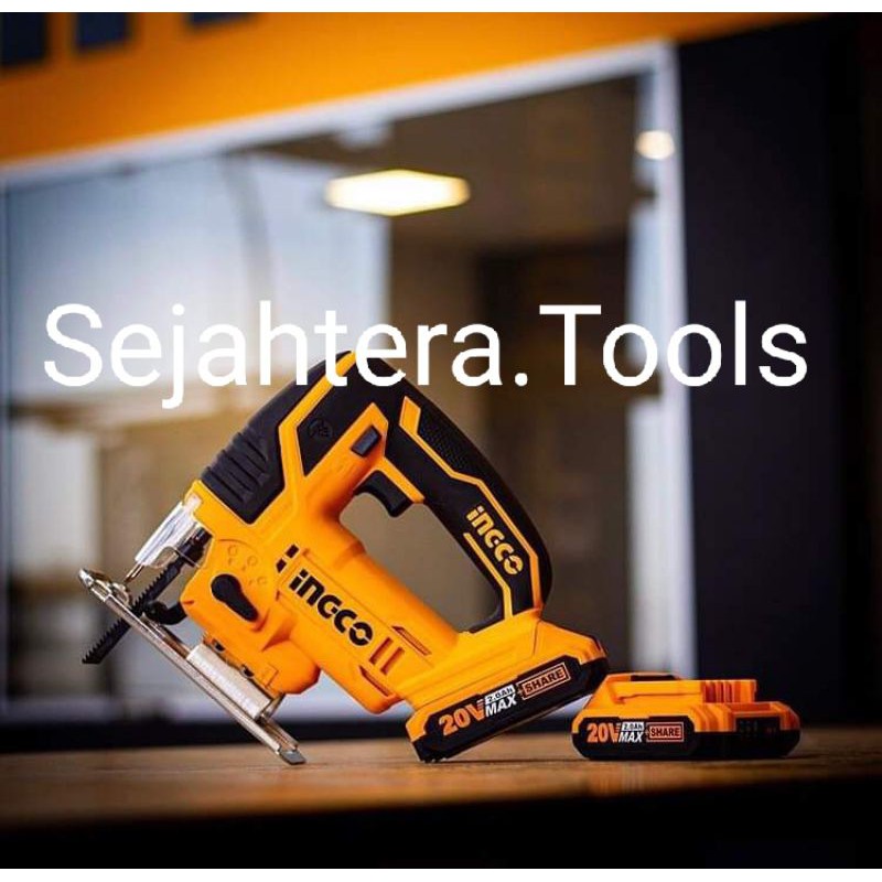 Jual MESIN JIGSAW CORDLESS 20V BATERAI GERGAJI TANGAN TRIPLEK POTONG