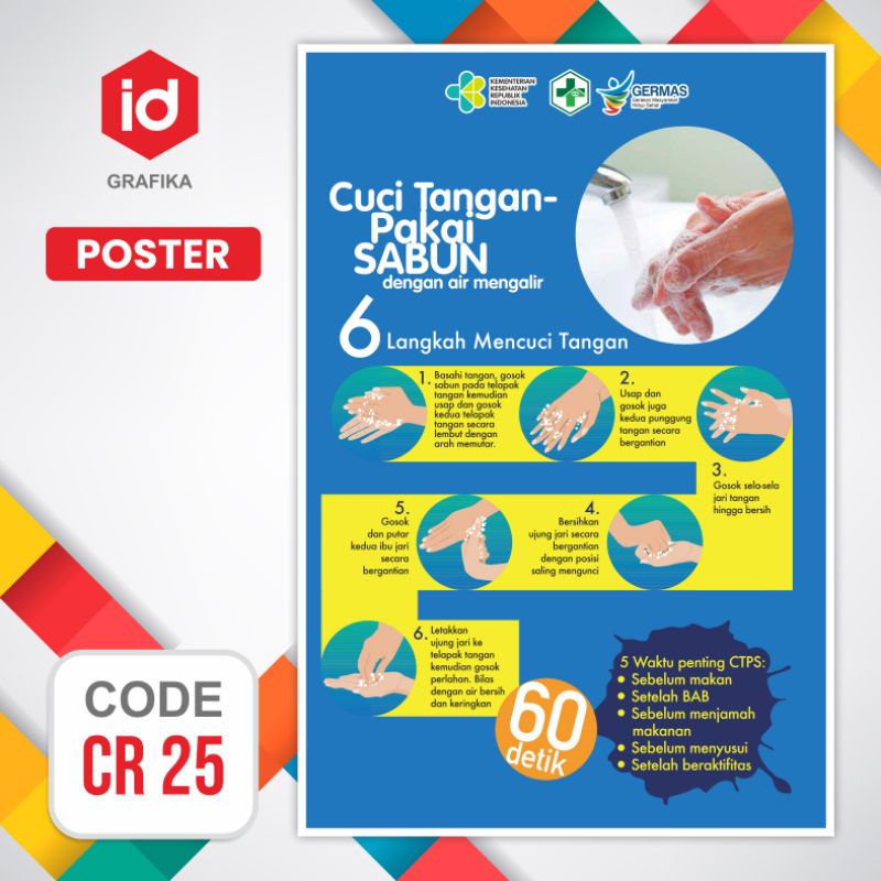 Jual POSTER CUCI TANGAN PAKAI SABUN POSTER KESEHATAN CTPS Shopee