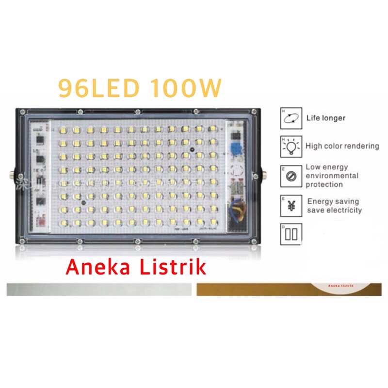 Jual LAMPU SOROT LED 100W 96LED TAMAN TEMBAK FLOODLIGHT WATERPROOF