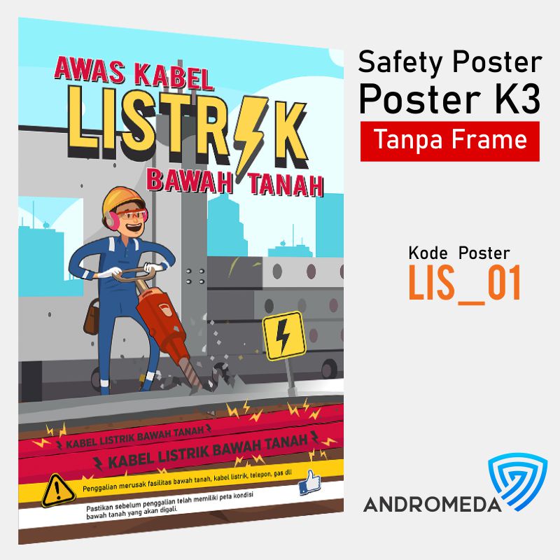 Jual Safety Poster K Penggalian Listrik Bahaya Hazard Apd Shopee