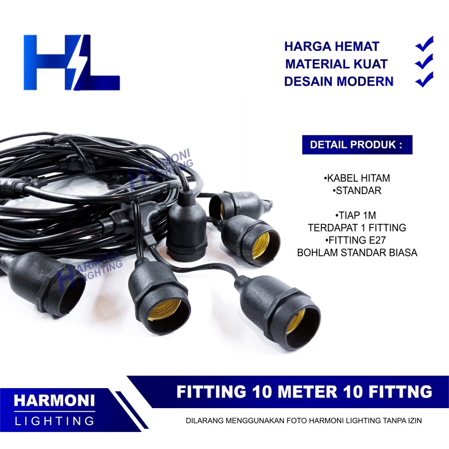 Jual Kabel Fitting Lampu Gantung Outdoor 10M 10 Fitting Edison Filamen