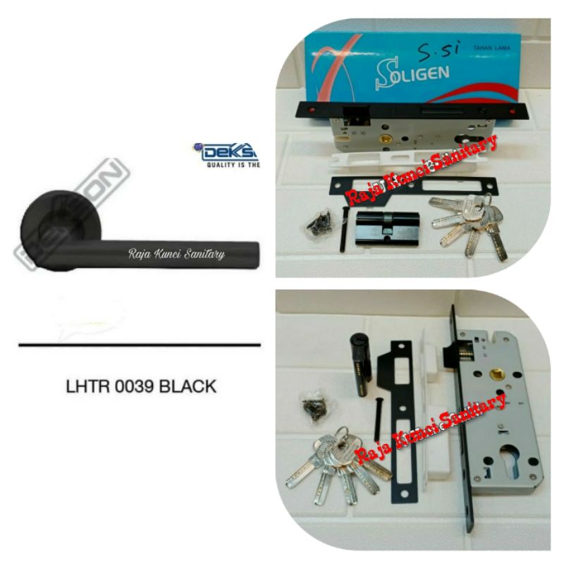 Jual Paket Lengkap Handle Pintu Dekson LHTR 0039 Matt Black MTS IL 8485