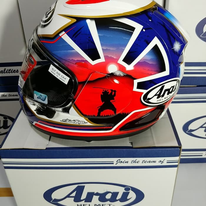 Jual ARAI RX7X PEDROSA SAMURAI SPIRIT BLUE I LIMITED PREMIUM HELMET I