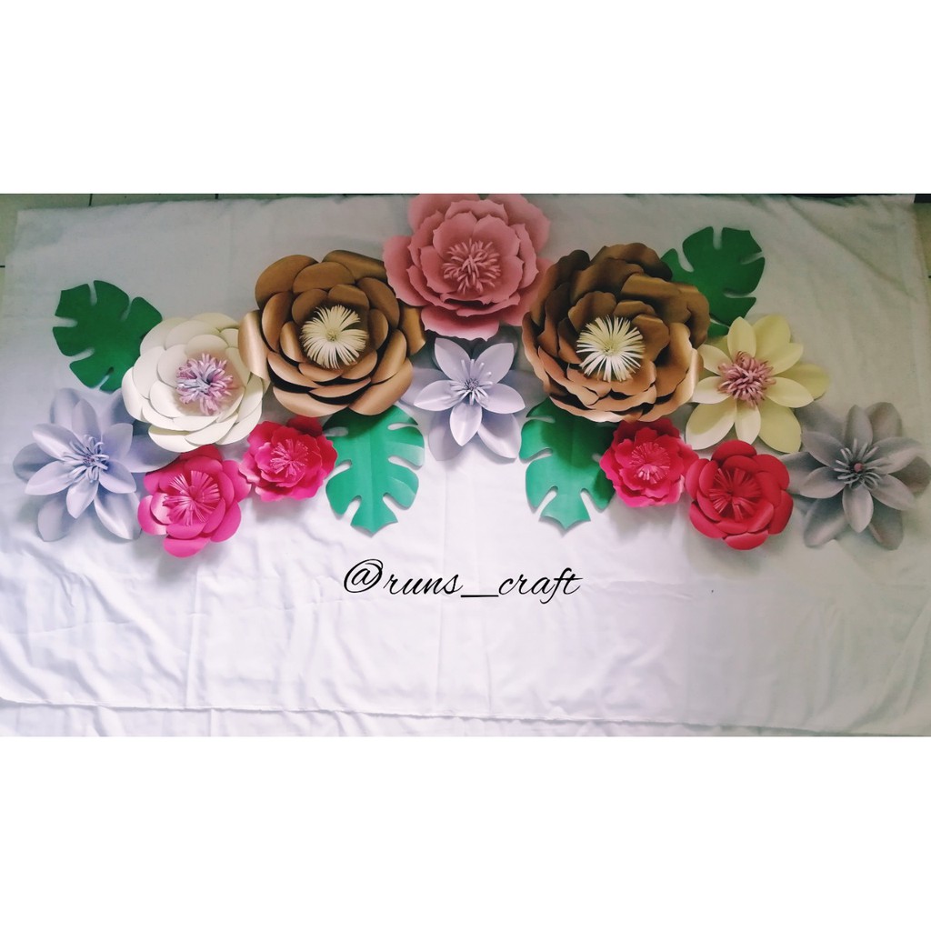 Jual Paper Flower Backdrop Dekorasi Bunga Kertas Backdrop Acara Pesta