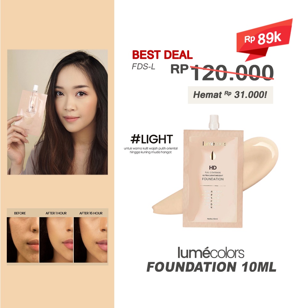 Jual Lumecolors Hd Full Coverage Ultra Lightweight Foundation Sachet