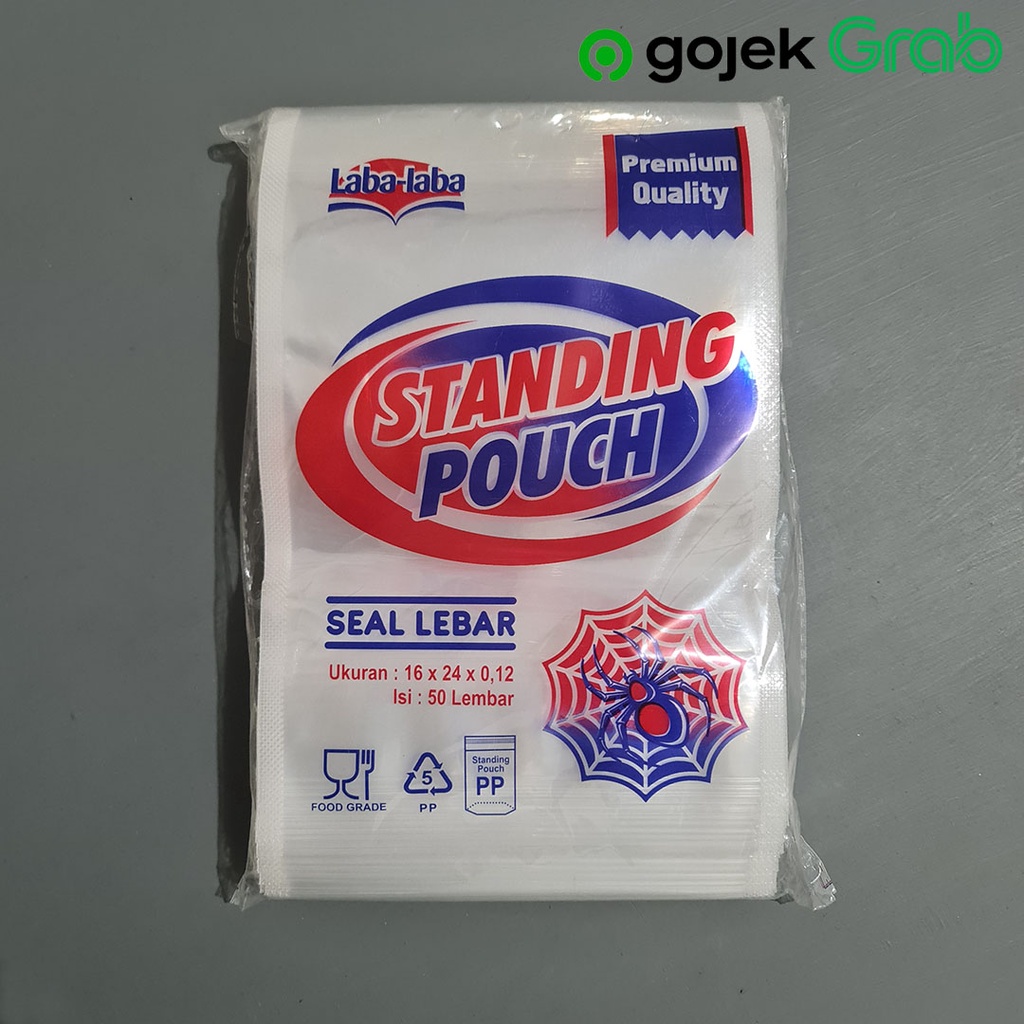 Jual Kantong Plastik Standing Pouch Klip PP 16 X 24 Cm 50 Lb Laba