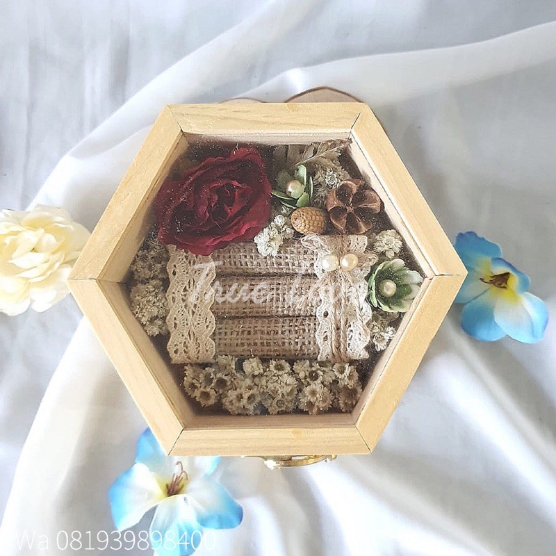 Jual Ring Box Hexagon Rustic Kotak Kayu Cincin Hexagon Shopee Indonesia