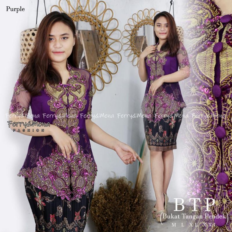 Jual Set Kebaya BTP Kebaya Payet Bordir Kebaya Pendek Dan Rok Plisket