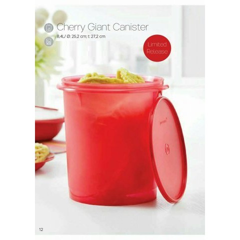 Jual Tupperware Giant Canister Cherry 8 4 Liter Toples Wadah Snack