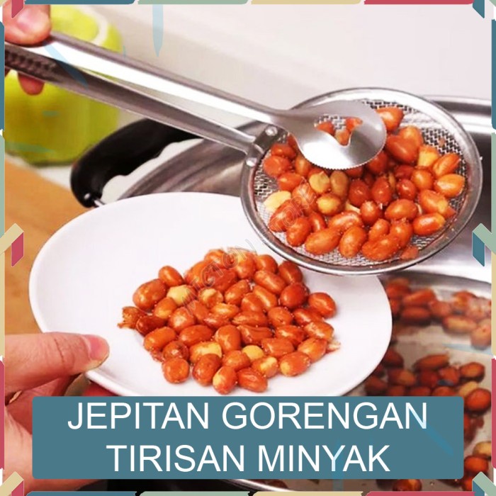 Jual MICTON Jepitan Gorengan Dengan Tirisan Saringan Minyak Stainless