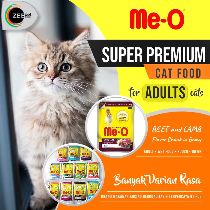 Jual Me O Rasa Beef And Lamb Flavor Chunk In Gravy Meo Pouch Adult Wet