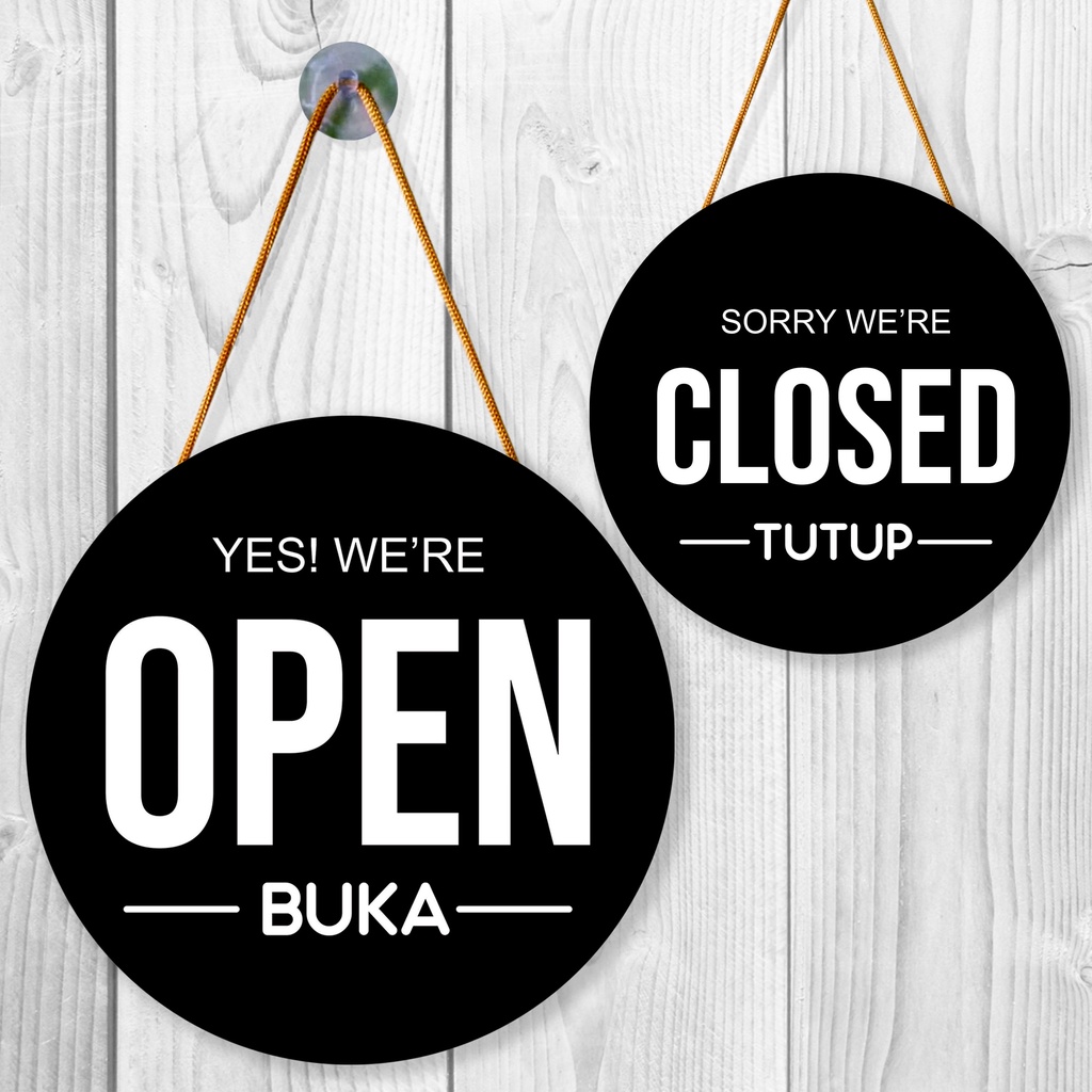 Jual Open Closed Signboard Buka Tutup Toko Papan Kayu Mdf Printing