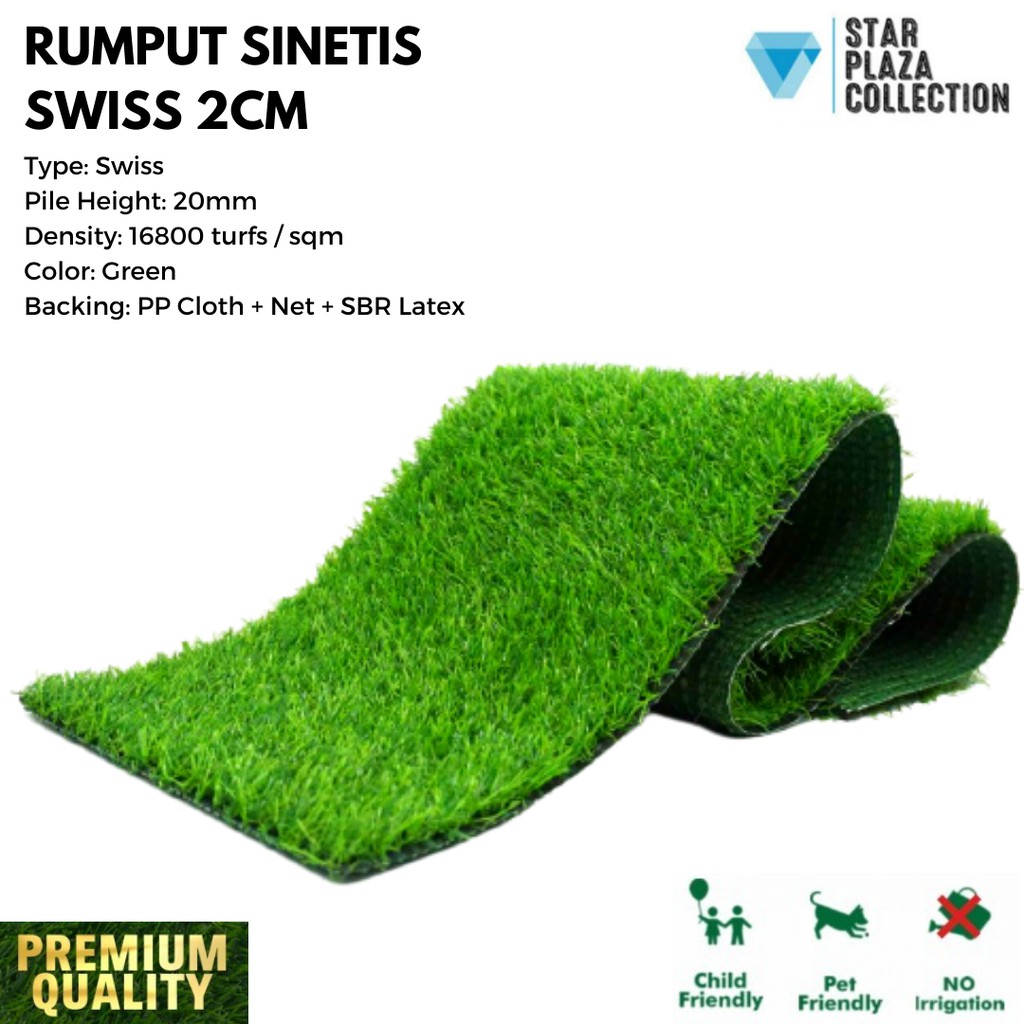 Jual Rumput Sintetis Swiss Grass 2cm 20mm Ukuran 25x25cm Dekorasi