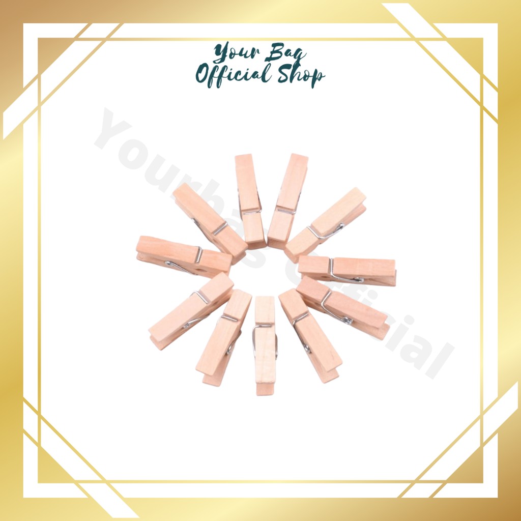 Jual YBOS Klip Mini Jepit Foto Bahan Kayu Ukuran 35mm Wooden Clip