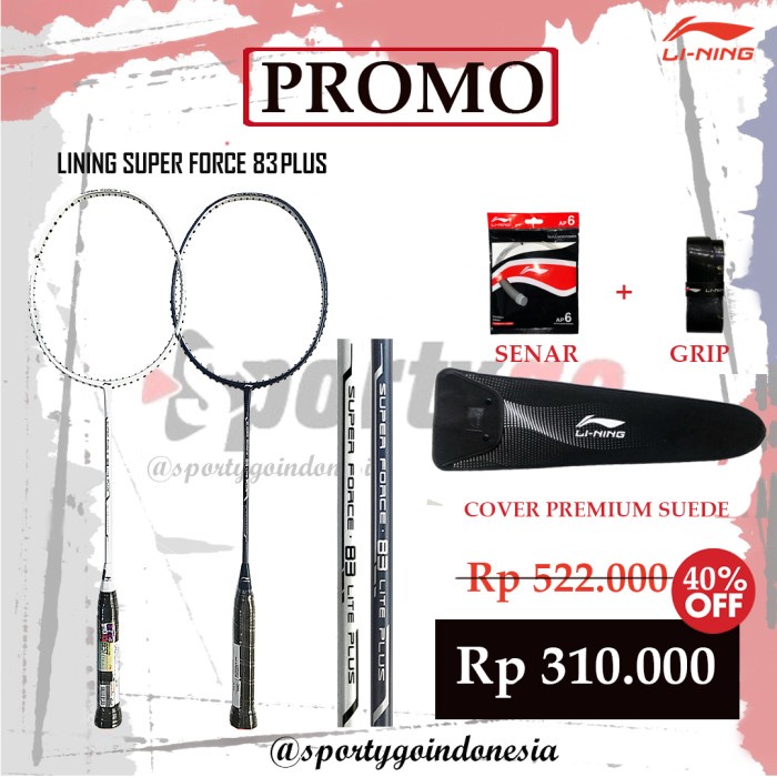 Jual Promo Raket Lining Super Force Lite Free Tas Besar Senar