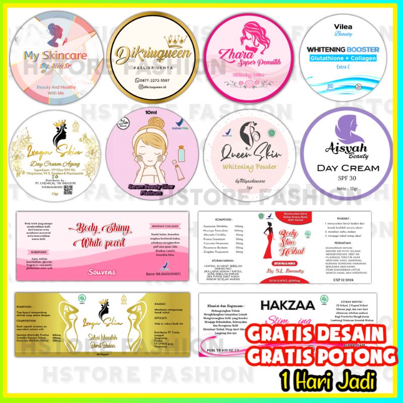 Jual Stiker Label Produk Obat Kosmetik Skincare Custom Free Desain