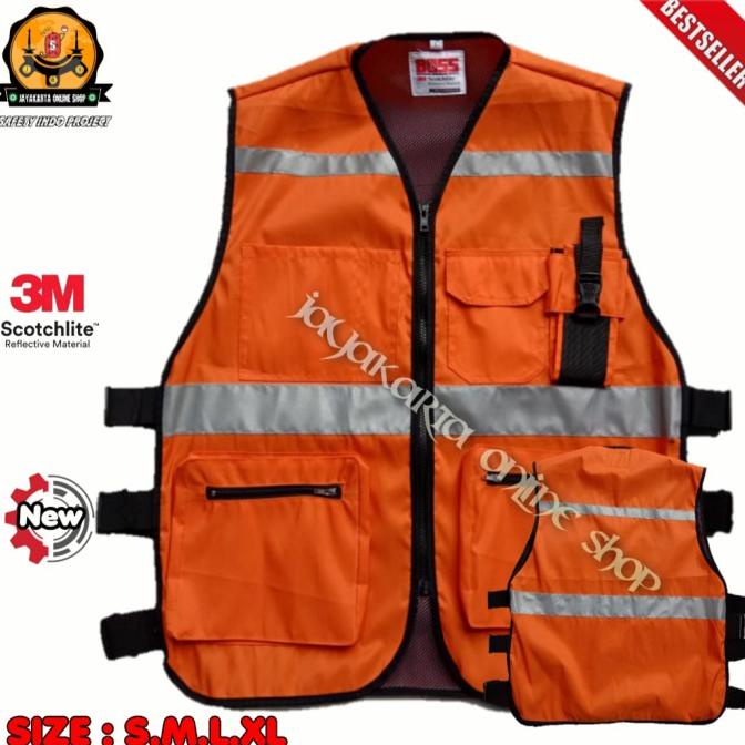 Jual Rompi Safety Vest 3M Scotlite Taslan Water Proof Orange Shopee