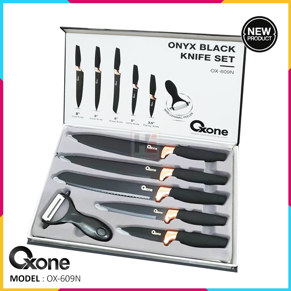 Jual Pisau Dapur Set Oxone OX 609N Onyx Black Knife Set ORIGINAL