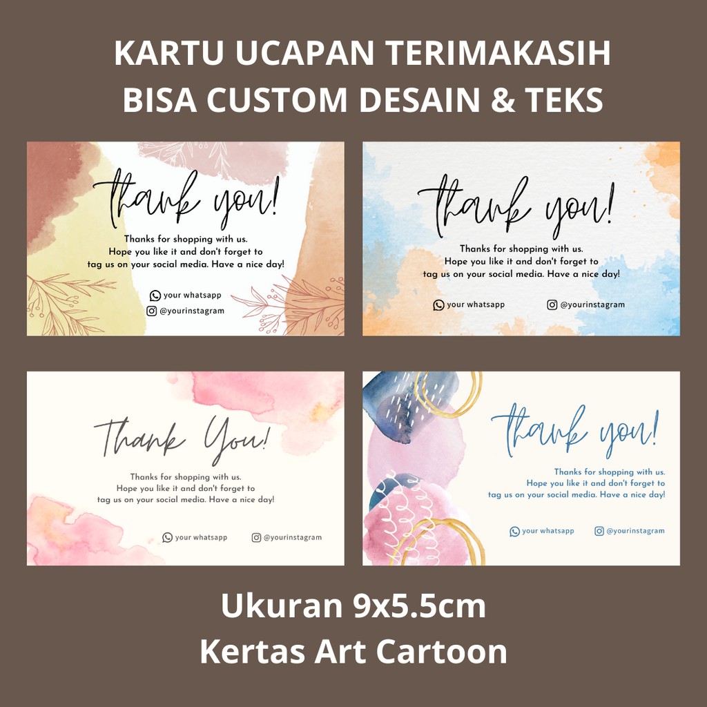 Jual Pcs Thank You Card Thanks Card Olshop Kartu Ucapan