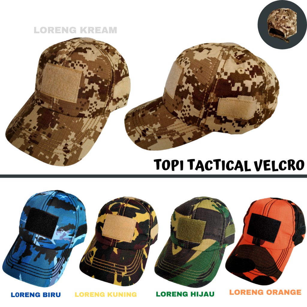 Jual Topi Tactical Velcro Taktikal Komando Tentara Pria Dewasa Loreng