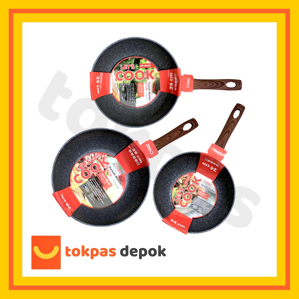 Jual ORIGINAL Cypruz Cook Clean Wokpan Gagang Kayu Wajan