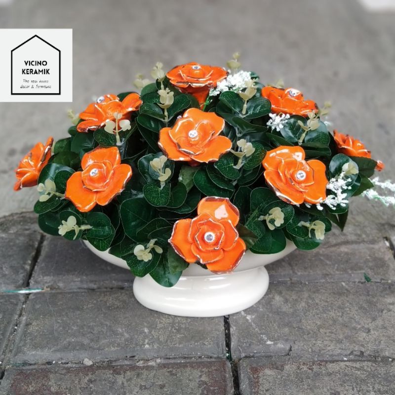 Jual Bunga London Rangkaian Pot Oval Orange Shopee Indonesia