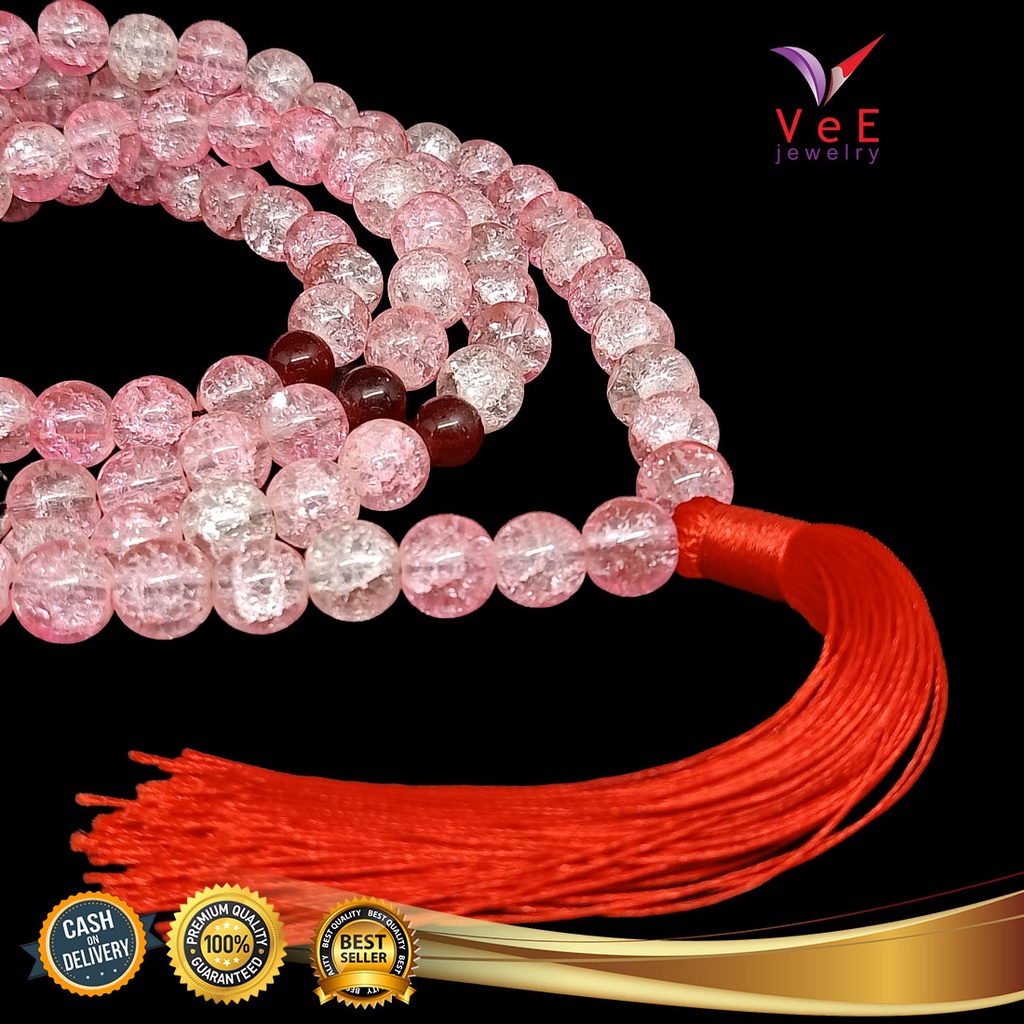 Jual Tasbih Budha Butir Batu Giok Mm Kristal Quartz Vee Kalung