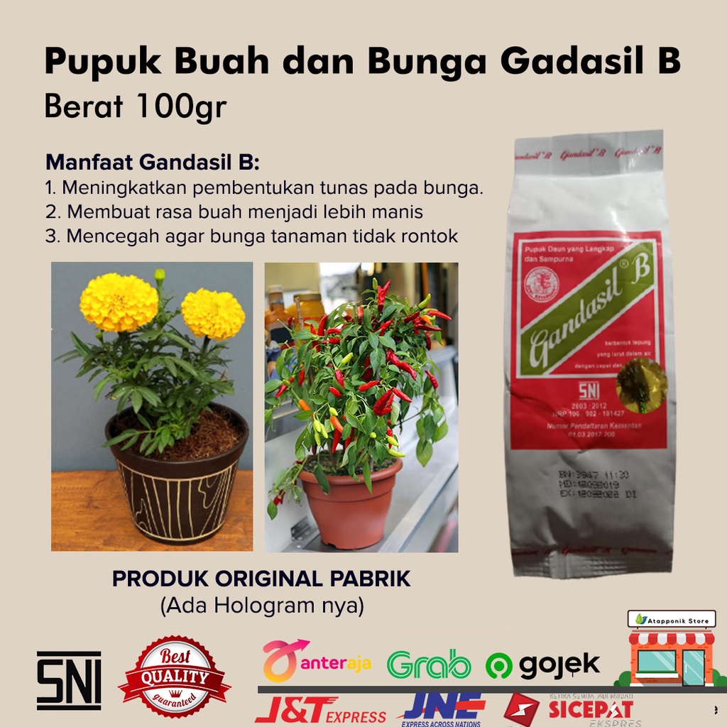 Jual Pupuk Tanaman Buah Dan Bunga Gandasil B Kemasan Gram