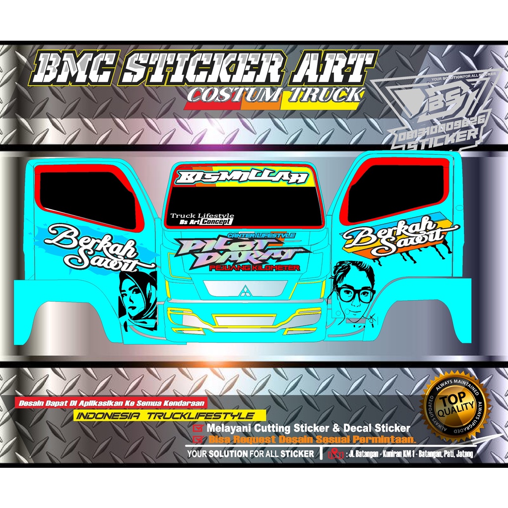 Jual STICKER CUTTING FUL KABIN TRUCK STIKER TULISAN KABIN KANAN KIRI