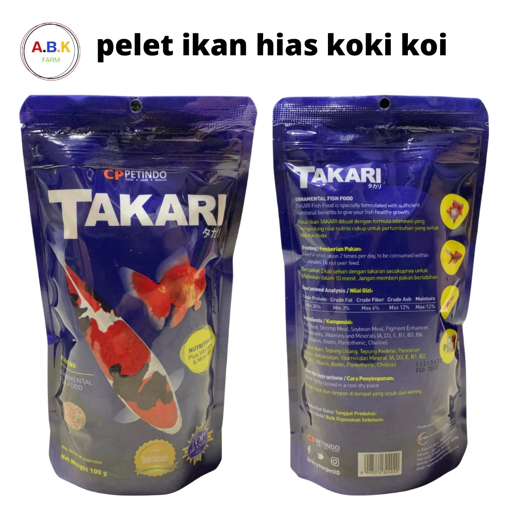 Jual TAKARI 100GR 100 GR MAKANAN PAKAN PELET IKAN HIAS KOKI KOI