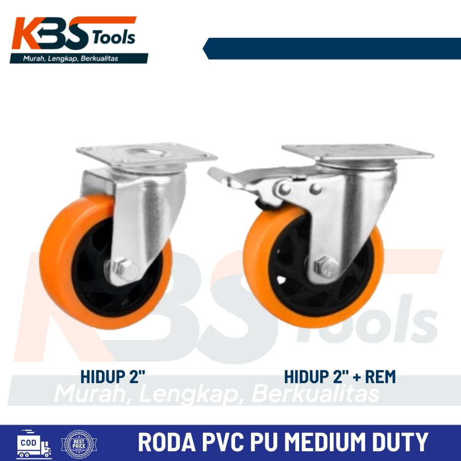 Jual Roda Troli PVC ROHA PU Medium Duty 3 HIDUP Roda PVC Orange