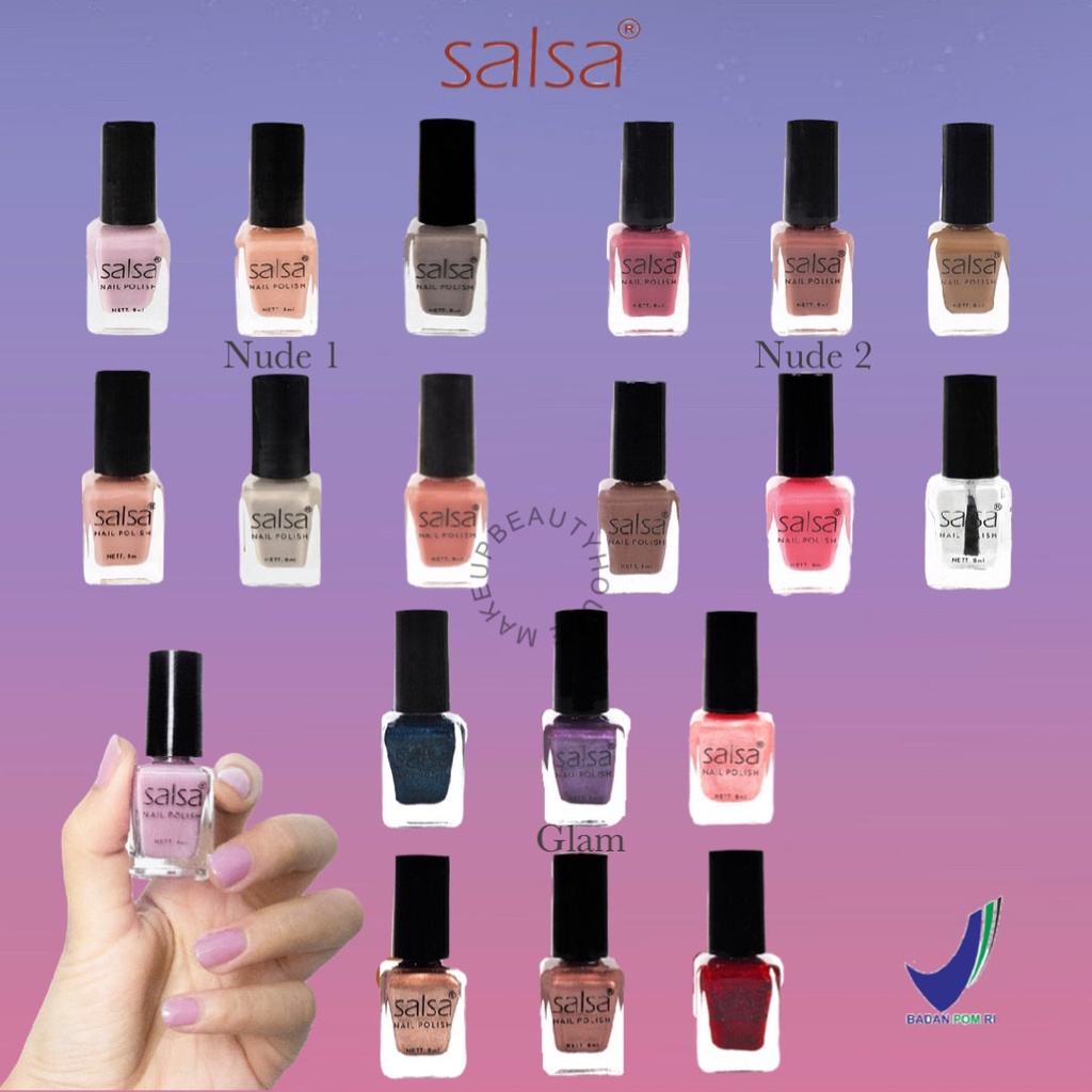 Jual SALSA Nail Polish 8ml Nude 1 Nude 2 Glam Kutek Tahan Lama