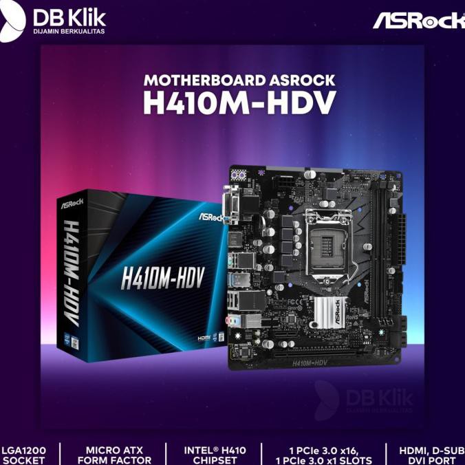 Jual HOTSALE Motherboard ASROCK H410M HDV M ATX LGA1200 DDR4 HDMI DVI D