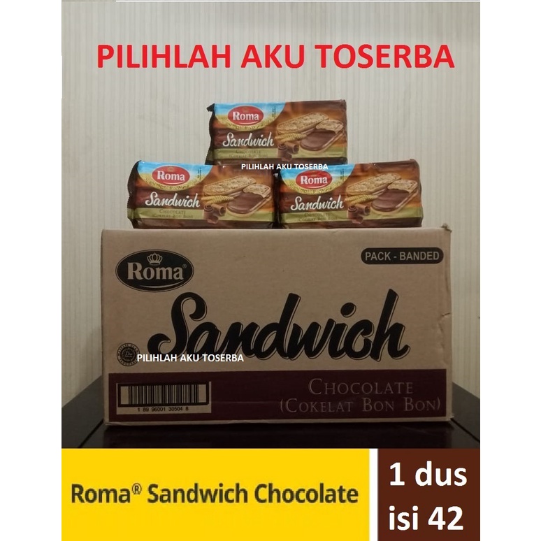 Jual ROMA SANDWICH CHOCOLATE 189 Gr HARGA 1 DUS ISI 42 PACK